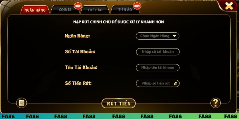 Giao dịch nạp rút FA88 an toàn tuyệt đối